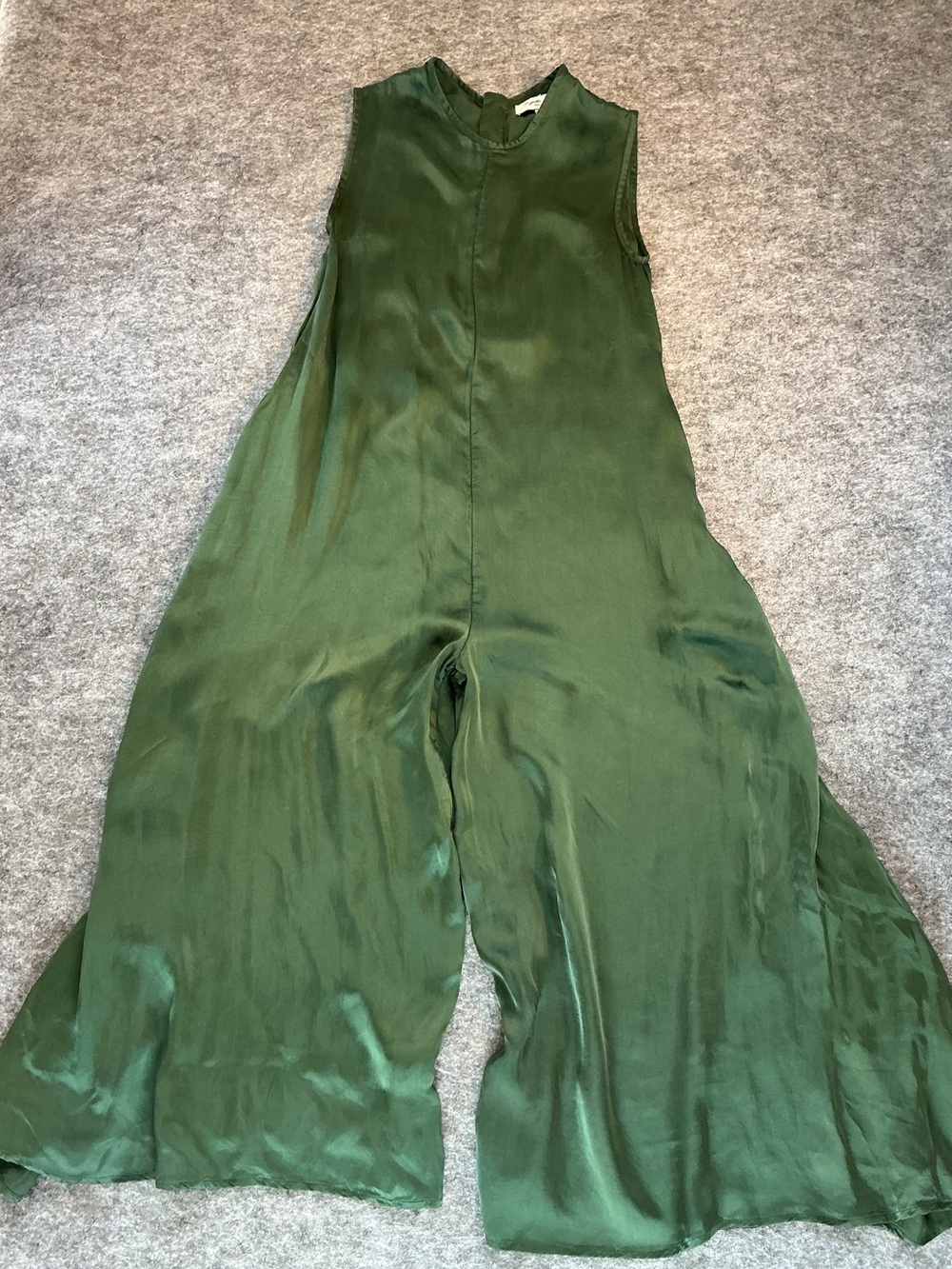 Rujuta Sheth Sleeveless Olive Green Silky Wide-Leg Jumpsuit Size XS
